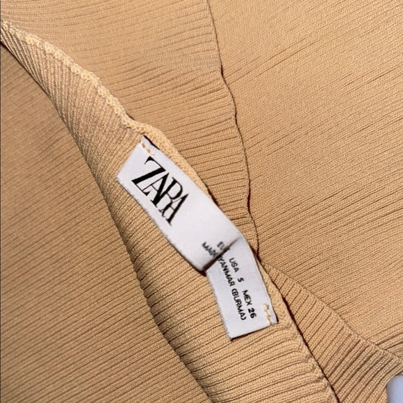 Zara Tan Ribbed Halter Top - Picture 3 of 4